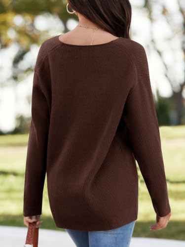 Image of Imily Bela Womens Oversized Deep V Neck Sweaters Sexy Long Sleeve Tunic Sweater Knitted Dressy Pullover Jumper