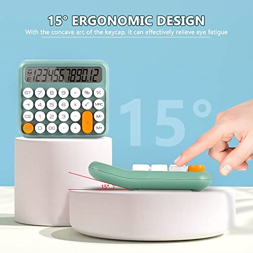 Gudteke Standard Function Calculator, Desktop Calculator 12 Digit Large Lcd Display Big Button Calculator Green Clear Standard For Daily And Basic Office,Automatic Sleep,With Battery #TOP3