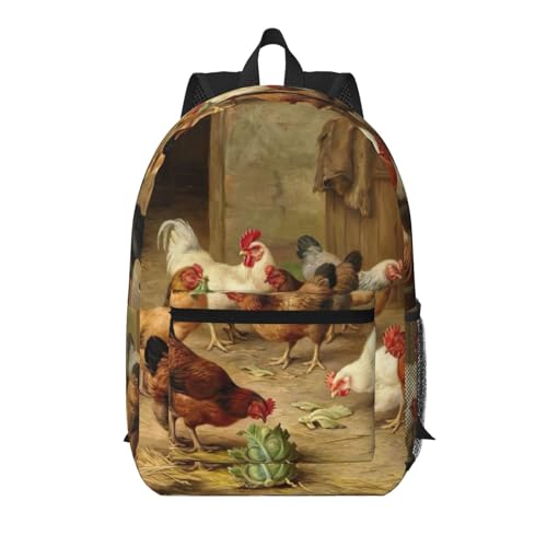 Mochila universitaria EdWal con estampado de gallina asada y diseño ligero unisex talla única