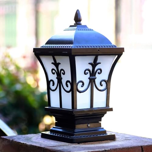 ACMHNC Sockelleuchte Außen, Vintage Gartenlampe IP44 Wegeleuchte außen aus Aluguss in Schwarz, Pollerleuchte für Garten, Terrasse, Hof, E27 Fassung...