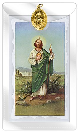 rosarybeads4u PRAYER VERSE CARD 120mm x 65mm Plastic Wallet & Medal ST Saint JUDE