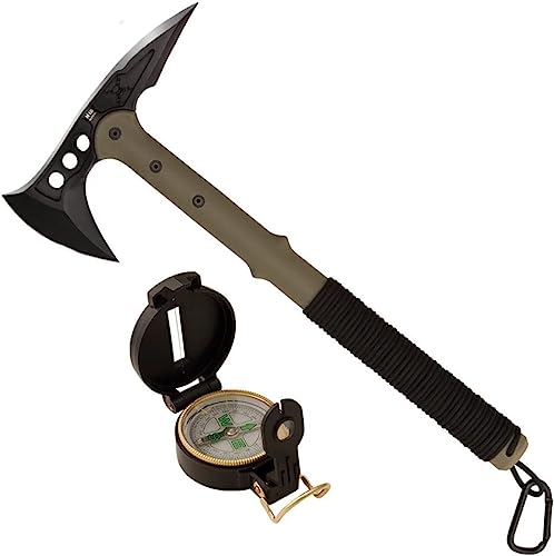 M48 Tactical Tomahawk Military Axe - Green/Black with Compass & Sheath