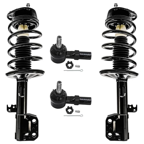 Image of Detroit Axle - Front Struts Tie Rods Kit for Toyota 2003-2008 Matrix Pontiac Vibe, 2 Struts with Coil Spring Assembly 2 Outer Tie Rods 2004 2005 2006 2007 Replacement