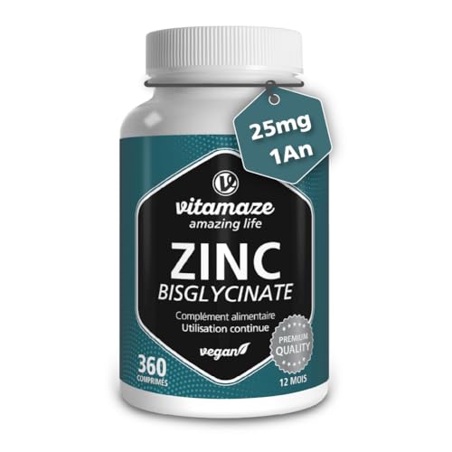 Zinc Bisglycinate 25 mg, 360 Comprimés