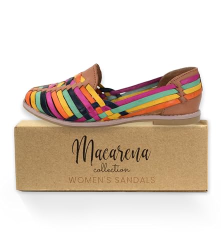 Image of Macarena Collection Leather Sandals for Women | Handmade Mexican Huarache | Woven Slip-On Shoes with Cushioned Insole | Artisan Crafted Genuine Leather