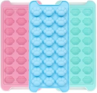 WWW Ice Cube Tray, 3 Pack Silicone Ice Cube Tray with Lid Cute Reusable Flexible and Odorless Ice Cube Moulds BPA Free, for Chilled Drinks, Freezer, Baby Food, Whiskey and Cocktail