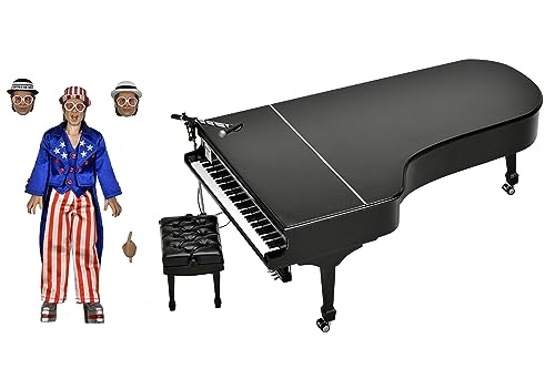 NECA Figura de acción de Elton John & Piano Live 1976 de plástico, Caja de Regalo.