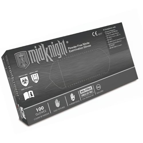 Microflex MK-296-M MidKnight PF Nitrile Exam Gloves Medium Black Powder Free 100/Bx