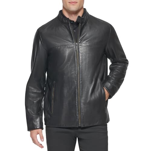 Image of DKNY Men's Modern Lamb Leather Racer Jacket