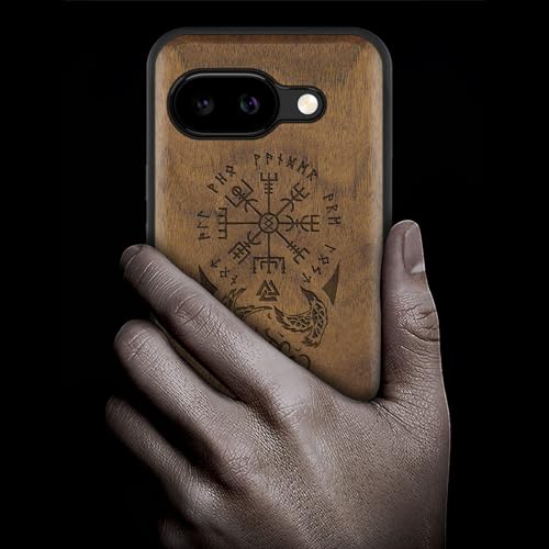 Coque bois Pixel 9a Carveit en noyer véritable gravé style viking - 2