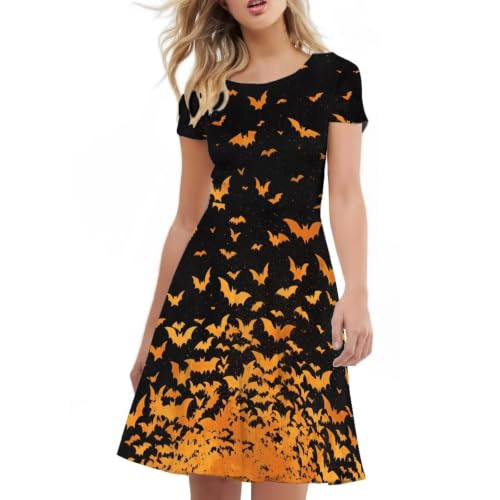 Image of AFPANQZ Womens Casual Summer Lightweight Vintage Dress Short Sleeve Midi Dress Knee-Long Luxury Formal Dress