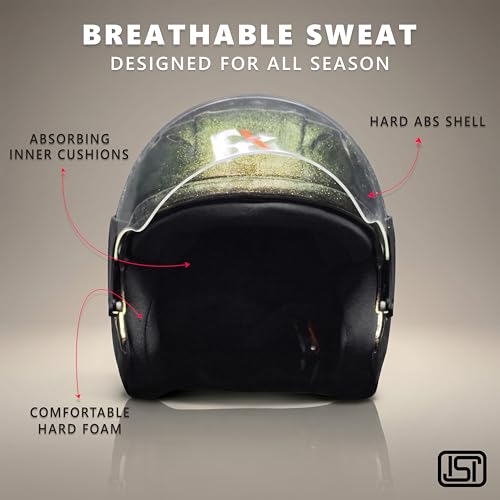 Image of Cortex TRIGER Half Face Helmet Glossy Finish with Scratch Resistant Polycarbonate Visor, Hard ABS Shell Helmet for Men and Women | Clear Visor, Lightweight