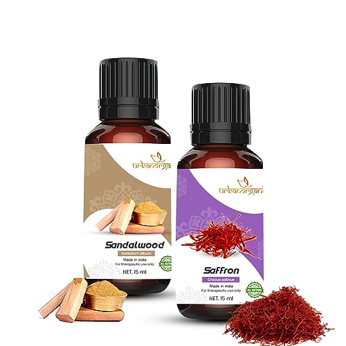 Image of Pure Combo Of 2 Essential oil For Hair & Skin Natural Therapeutic Grade & Undiluted Oil 15ML (Sandalwood-Saffron)