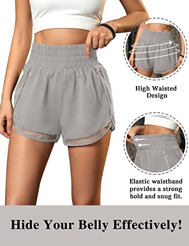 BMJL Women's High Waisted Workout ShortsPocket Elastic Sport Shorts Gym Running