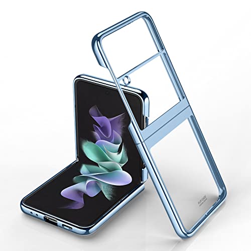 Coque Samsung Galaxy Z Flip 5G rigide bleu ciel avec bord plaqué pour protection pliante épurée