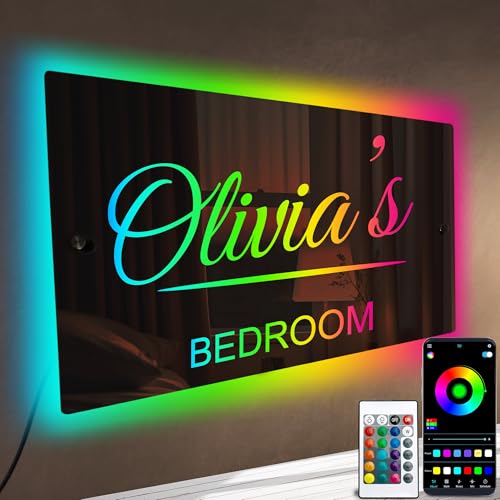 Personalized Name Mirror LED Light - Custom Light Up Name Sign For Bedroom, Personalized Name Sign With LED Lighting, Handmade Mirror For Bedroom