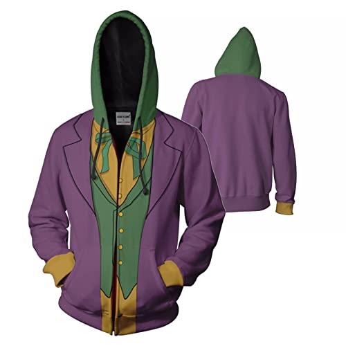 2021 New Hombres Unisex Joker Hoodie Joker Joker Imprimir Sweater Suéter de manga larga Top (Color : Zipper joker, Size : 3XL) Cover