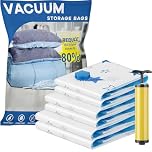 UOUNE Vacuum Storage Bags, 6 Combo (2 Jumbo, 2 Large, 2 Medium) Reusable Space Saver Bags Vacuum Compression Zipper Storage Bags with Airtight Valve and Hand Pump,Work with Vacuum Cleaner