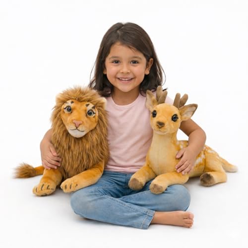 Image of Tabitha Stuffed Toys-Ultra Soft Plush Toy for Kids | Birthday Gifts for Kids and Girls | (Combo of 2 Toys 32 Cm Lion & Deer)