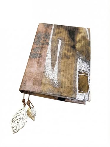 Funda for libro A5 A6, bolsa rústica for libros con hojas marchitas y cuaderno forrado, conjunto de diario teñido plantas desgastadas(A6)