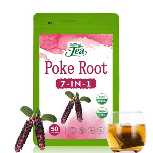Image of VailHerbTea Lymphatic Drainage Poke Root Extract Tea -50 Bags, Herbal Tea for Lymph System & Immune Support, Natural Formula w /Cleavers Red Clover for Detox Cleanse - Caffeine-Free, Mild Taste Tea.