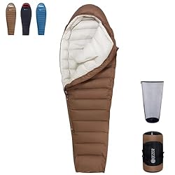 QEZER Saco de Dormir de Invierno -20 Grados, cálid...: 【Súper cálido y transpirable】este es realmente un saco de dormir de invierno para clima frío, relleno con 1000 g 650+ FP de plumón de pato blanco premium para mantenerte caliente a -12 °C. Las cámaras verticales mejoran significativamente el efecto d...