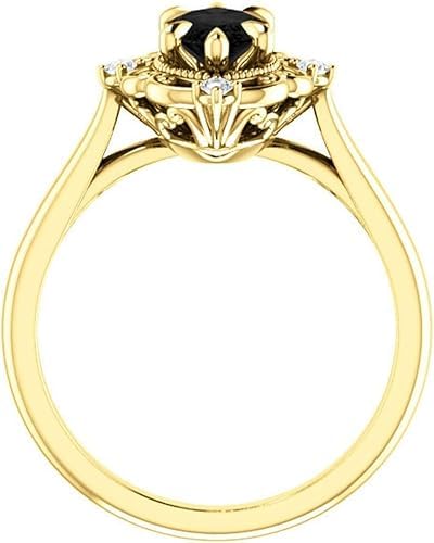 1CT-6CT Vintage Black Marquise Engagement Ring 10K Yellow Gold, Victorian Marquise Black Diamond Ring, Filigree Onyx, Bridal Ring, Wedding Ring2