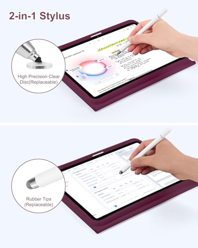Étui avec clavier tactile pour iPad Air M4 idéal pour travailler au café en rouge vin - 6
