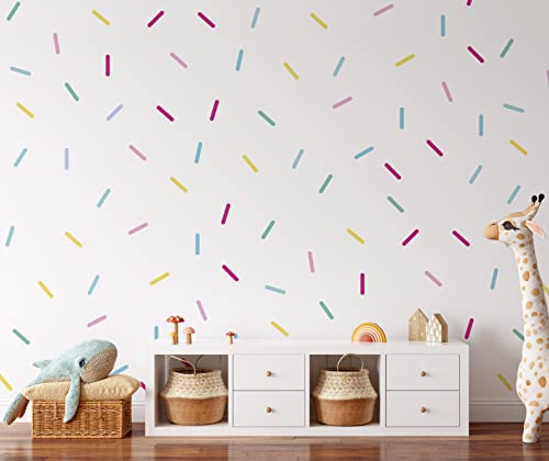 QuoteMyWall 120 Colourful Sprinkle Confetti Wall Decal Stickers for Baby Rooms Kids Bedrooms Girls Boys Nursery Wall Art Removable Peel & Stick Lines Multi Colour - Image 2