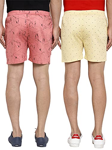 Image of Selvia Men's Regular Shorts (206TKN105-M 206TKN106-M Peach & Cream M)