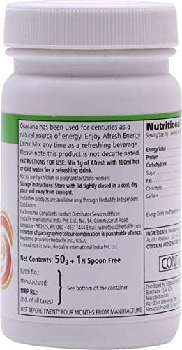 Herbalife Nutrition Afresh Energy Drink Mix (Ginger Tulsi And Elaichi) Flavored Energy Drink (3x50 g, Ginger, Tulsi, Elaichi Flavored) 3