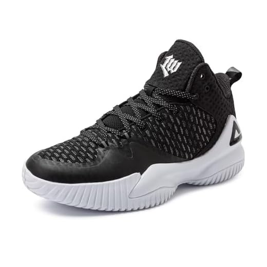 PEAK High Top Mens Basketball Shoes Lou Williams Streetball Master Breathable Outdoor Sneakers Cushioning Shoes for Fitness Black