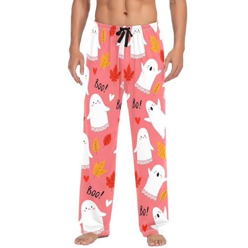 Spirits with Leaves Men's Cotton Pajama Pants with Pockets and Drawstring Comfortable and Stylish,S2