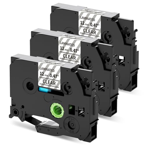 MarkField 3x Compatible TZe131 Clear Cinta de Etiquetas Reemplazo para Brother P touch TZ TZe 131 Negro sobre Transparente 12mm 0.47 para PT H100 H110 H107 H100LB/R E110 E100 E100 D200 D400