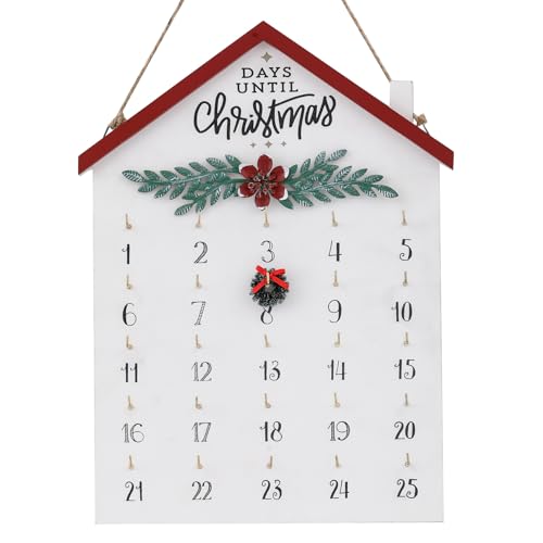BAYSBAI Christmas Countdown Calendar, 25 Days Until Christmas Countdown Decor, Farmhouse Wooden Advent Calendar Wall Hanging, Rustic Xmas Sign Indoor, Vintage Holiday Winter Xmas Decorations