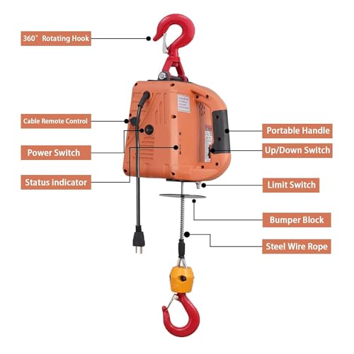 Treuil électrique portable de levage avec télécommande sans fil et câble - 3