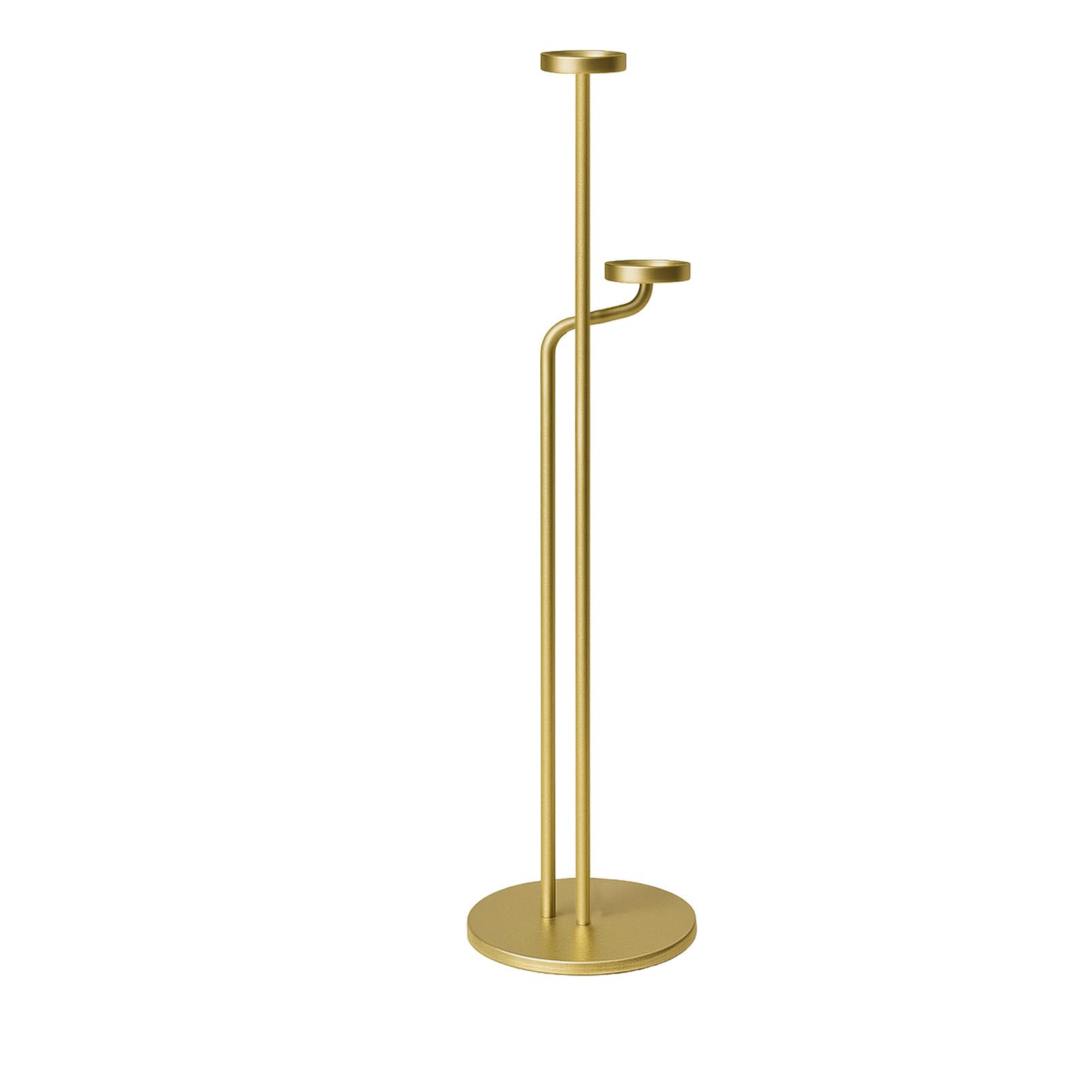 Smtyle Floor Candelabra Modern Tall FloorTea Light Candle Holder for Home Living Room Party and Event Decoration Minimalist Black Metal Dual-Arm