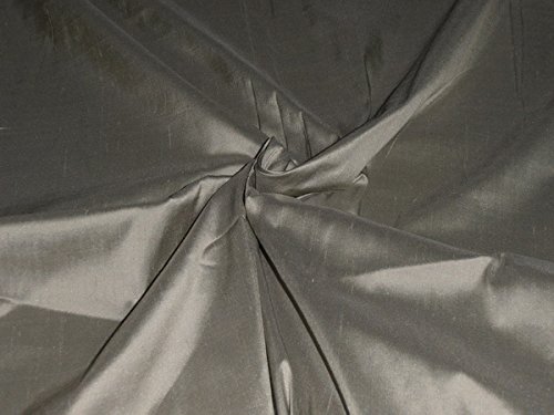 Tissu soie dupioni gris métal 274cm au mètre pour rideaux