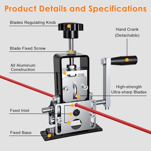 Wire Stripper Machine, 0.06\"-1\" Manual Wire Stripping Machine, Scrapping Copper Wire Stripper with Replacement Blades, Drill Powered Hand Crank Wire Stripper Tool for Scrap Copper Recycling, Diy - Thumbnail 7