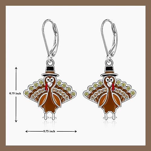 Thanksgiving Earrings Turkey Earrings for Women Sterling Silver Fall Thanksgiving Day Turkey Dangle Earring Jewelry Friends Holiday Christmas Gifts2