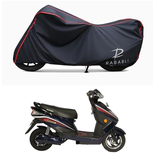 Image of Waterproof Bike Body Cover Compatible for | Okinawa Ridge | Taffeta Fabric, Red Piping Design, Bottom Elastic Fit | Dustproof, Sun UV & Rain Protection for All Bikes