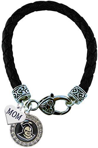 Holly Road Central Florida Knights Crystal Black Leather Bracelet with MOM Charm Jewelry UCF
