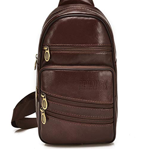 Realmark Bolso de Cuero Genuino Mochila de Hombro de Pecho Bandolera Monedero