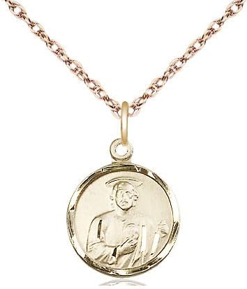 14kt Gold Filled St Jude Pendant on a 13 inch Gold Filled Light Rope Chain.