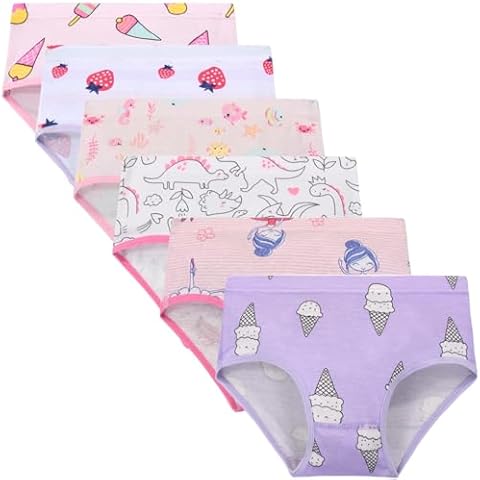 Cczmfeas Girls Kids Toddler Hipster Briefs Super Soft 100% Cotton Underwear Panties (as1, age, 6_years, D-6 Pack) Cover