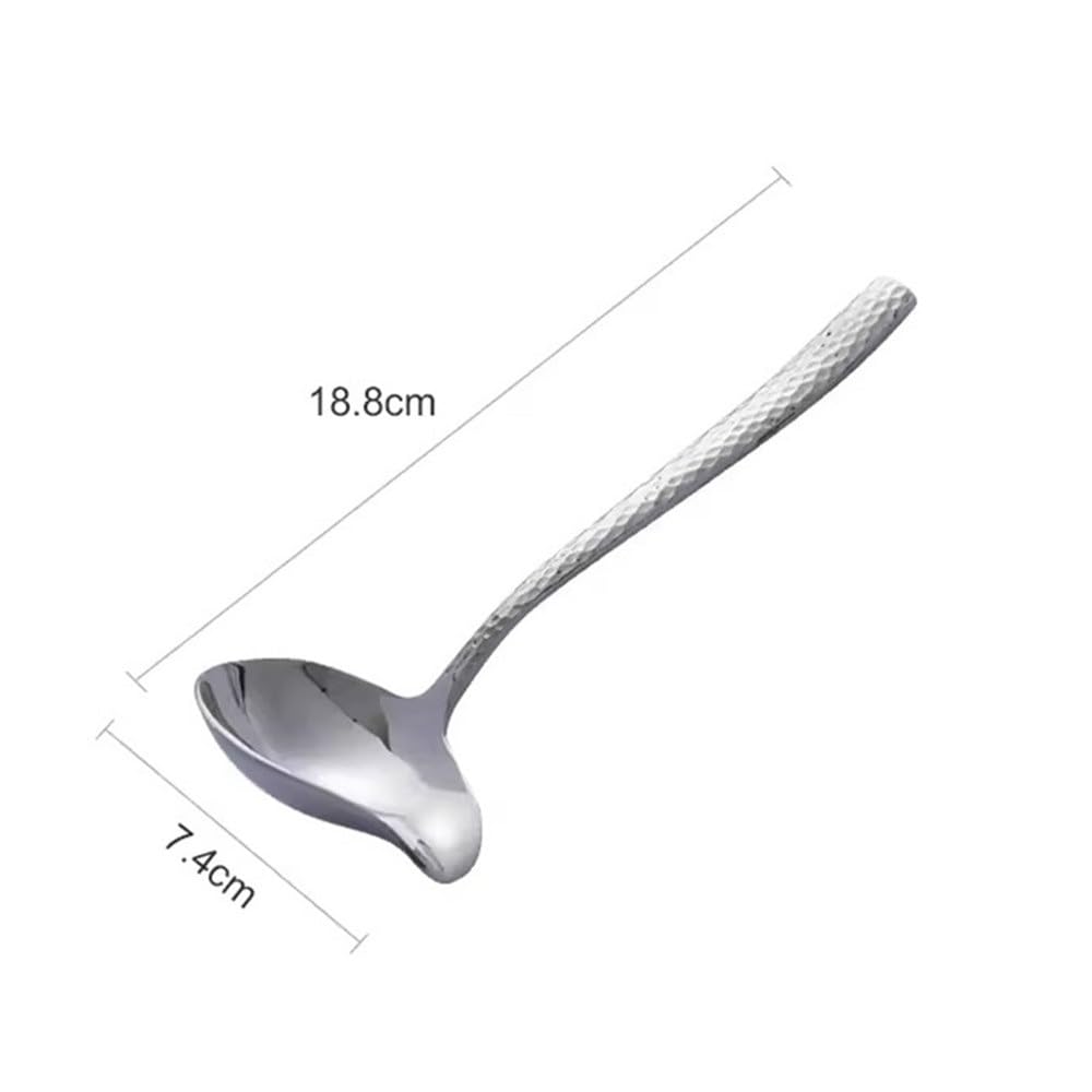Cucharón de Sopa Sopa de uso general del skimmer cucharón hogar acero inoxidable Cucharas para Cocinar(Silver)