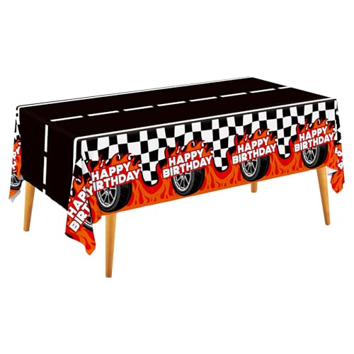 Image of Gatherfun Car Birthday Decorations Kit: Car Theme Party Supplies, Includes 2-Pack Racing Car -Themed Tablecloths for Kids & Boys' Racing Car Birthday, Disposable Table Covers 54 x 108 Inch