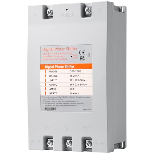 Image of Single to 3 Phase Converter 20HP (15kW) Digital Phase Shifter, 70A 220V-240V, One Converter for One Motor, for 3-Phase Induction Motors Only (Not a Power Supply)