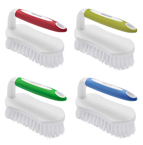 Amazer 4-Pack Scrub Brush Comfort Grip & Flexible Stiff Bristles Heavy Duty