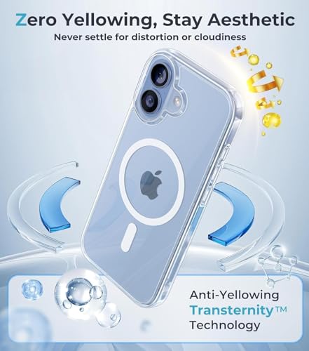 Image of Elzzi Clear Transparent Magsafe Cover for iPhone 17 Case (Compatible with Mag-Safe) Non Yellowing Non Slippery Shockproof Phone Case